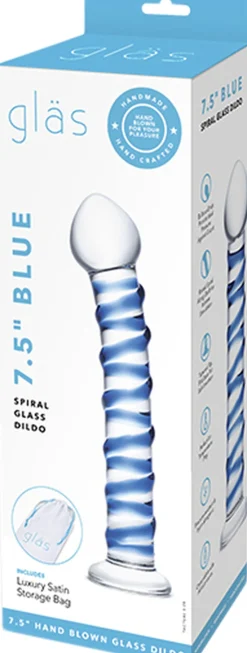 GLAS - BLUE SPIRAL GLASS DILDO