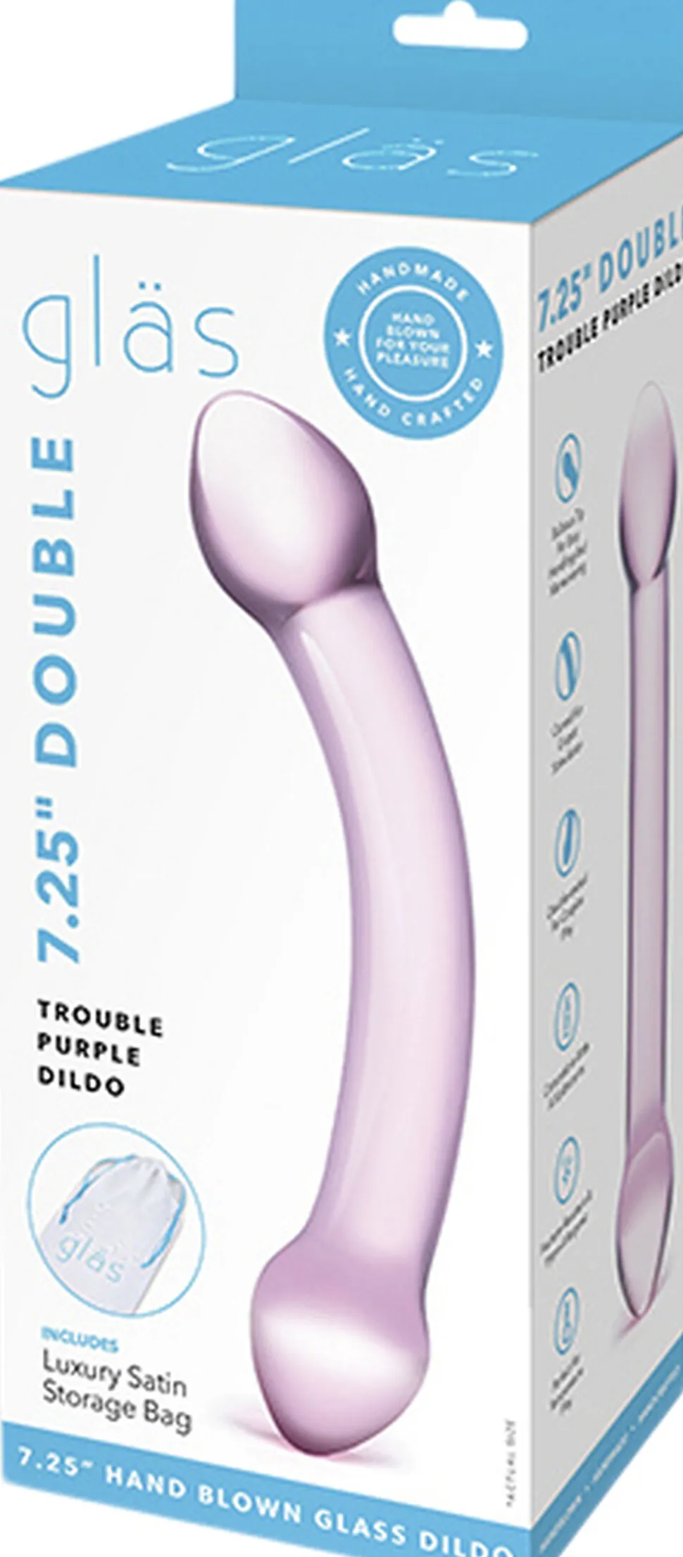 GLAS - DOUBLE TROUBLE PURPLE GLASS DILDO