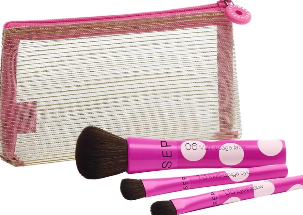 Kit de 3 mini pinceaux à emporter - 1 teintbørste + 2 øjenbørster