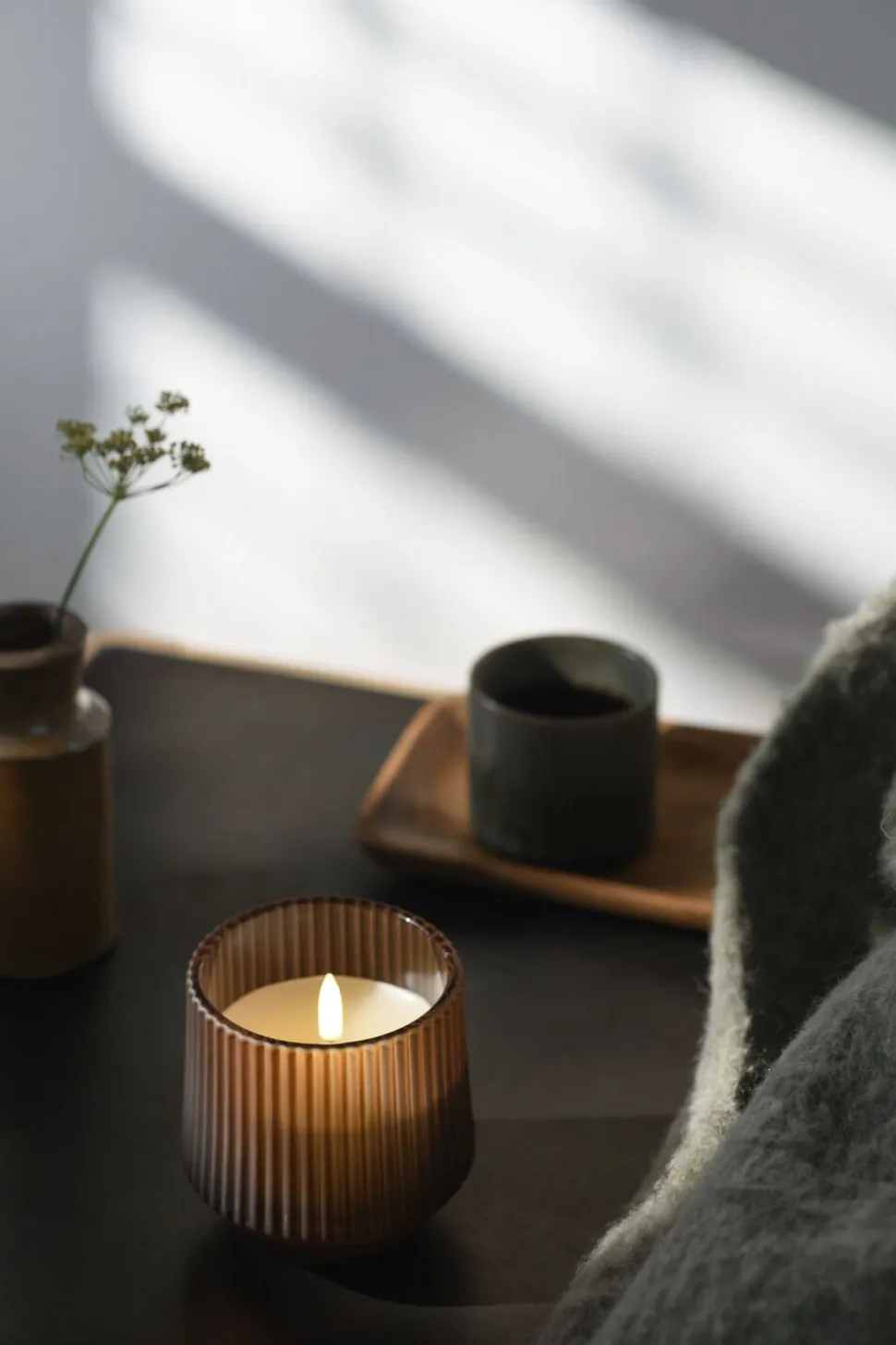 Scented wax glass candle, Awaken, Brown, 8,5x9,5 cm *